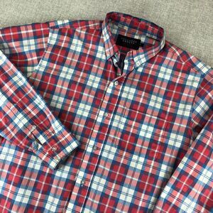 Collared Greens American Made Shirt Men's Large Red White Blue Plaid Button USA‎
